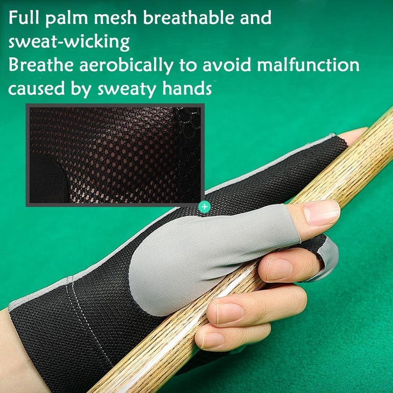 Wnddle Pool Glove Left Hand, Billiards Glove, Billiard Pool Gloves for Left Hand 3 Finger, Snooker Cue Sport Glove Popular Sizes for Men & Women - Image 3